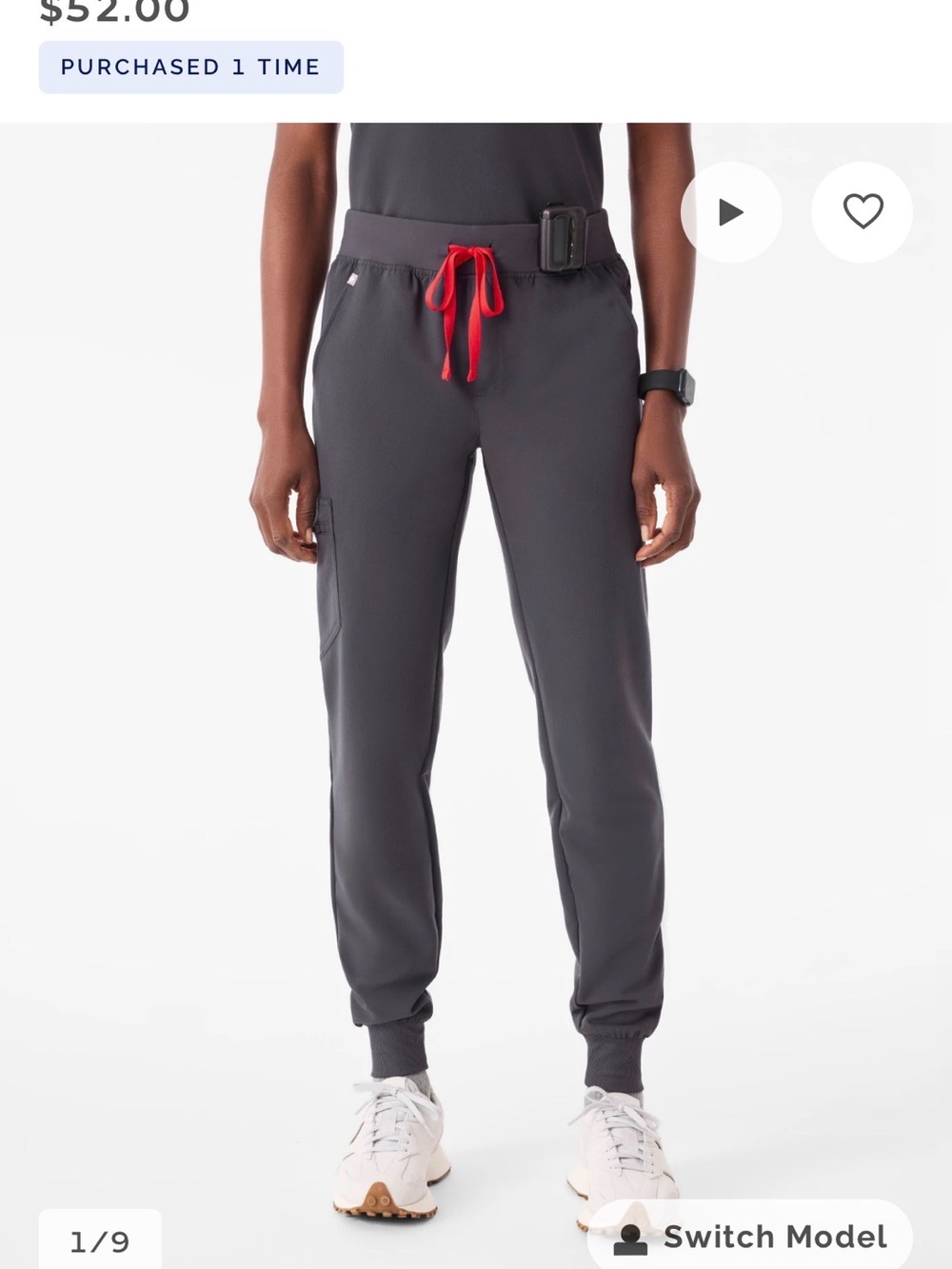 Figs Charcoal Zamora Jogger Pants with Red Drawstring